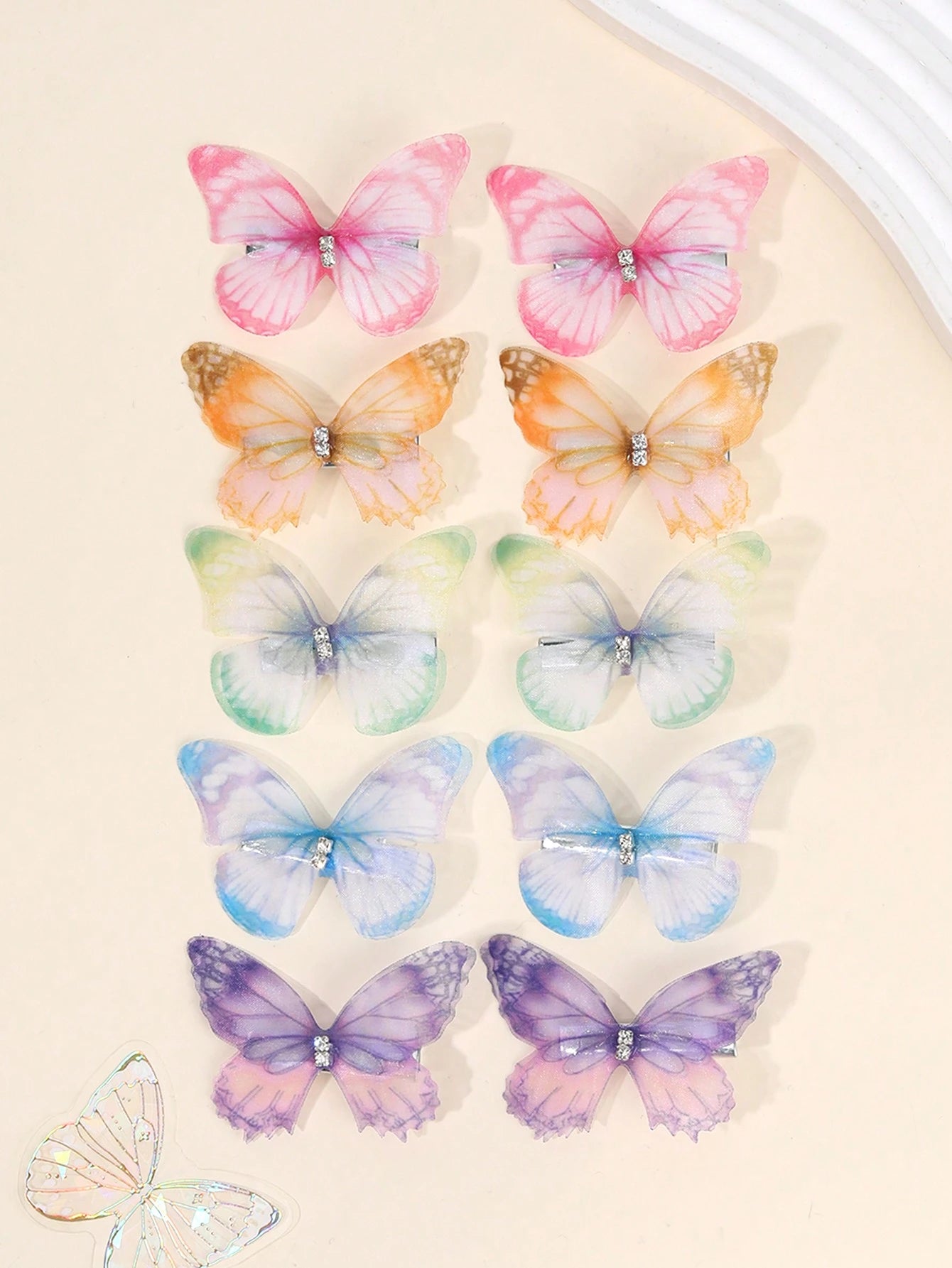 10x Butterfly Hair Clips for Girls โ Fabric, Rhinestone & Alligator Hair Bows for Kids