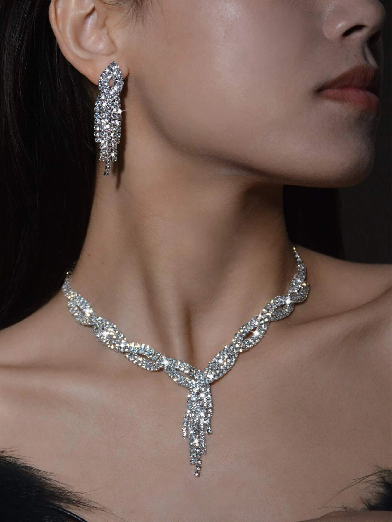 3- delige sieraden set met rhinestone