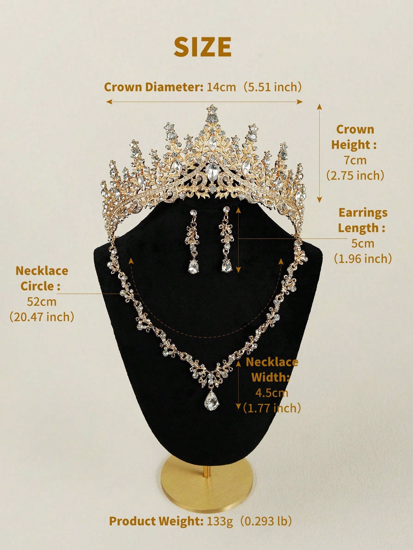 4-delige Dames Sieradenset – Kroon Design met Veelkleurige Strass Steentjes (Perfect voor Halloween & Verkleedfeestjes)