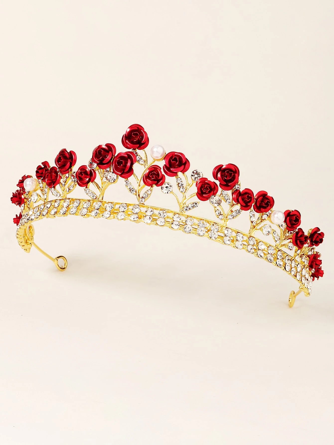 Hair accessory with crown design and rhinestones