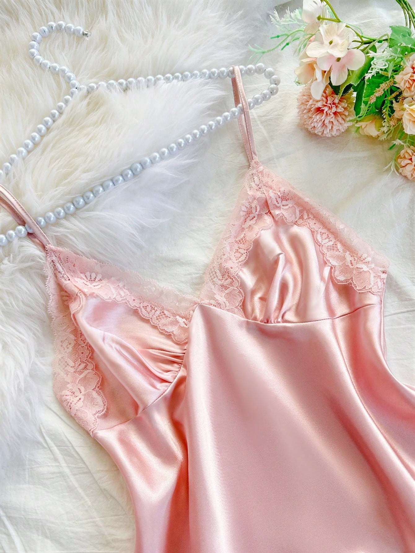 Klassieke 3-delige pyjama set met kanten afwerking