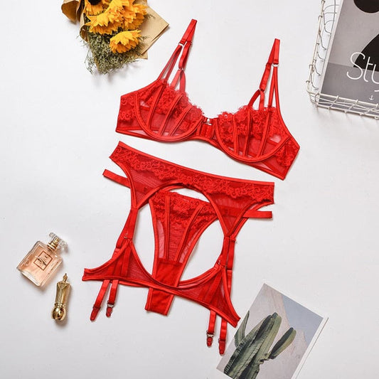 Rood Kanten Lingerie Set